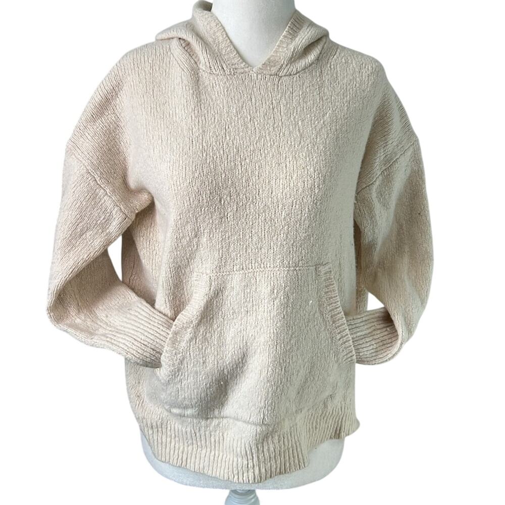 Nili Lotan women’s sweater wool hooded cream front pocket size small